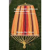 Single Cotton Hammock W/ Wooden Spreader Bar Swing Bed Camping Canvas Garden