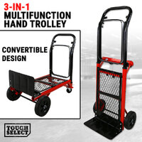 Convertible Hand Truck Platform Trolley Cart Transport W/ Garden Bag Holder