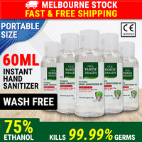 5×60ml Hand Sanitizer 75% Alcohol Sanitiser Gel Kill 99.99% of Germs Bacteria