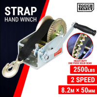 Hand Winch 2500LBS/1136KG Strap 8M Trailer 2 Speed Webbing Car Boat Trailer 4WD