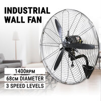 68CM Industrial Wall Fan Air Cooling 3 Speed Tilt Oscillating High Velocity
