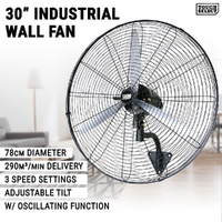 30" Industrial Wall Fan Air Cooling 3 Speed Tilt Oscillating 280W High Velocity