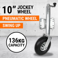 10" Jockey Wheel Pneumatic Wheel 136KG Swing Up Caravan Camper Boat Trailer