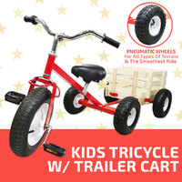 Kids Tricycle Ride On Balance Bicycle Bike W/ Wagon Trike Toddler Toy Children