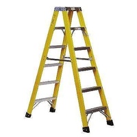  FIBREGLASS Double Sided Ladder, 3.495m Fibre Glass Frame, Aluminium Steps, max load 150kgs