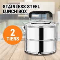 2 Tiers Stainless Steel Lunch Box Portable Food Container Bento Picnic Mental