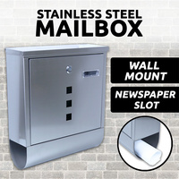 MailBox Stainless Steel Wall Mount Post Newspaper Letter Mail Box Letterbox