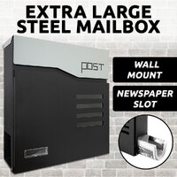 MailBox Steel Extra Large Wall Mount Post Newspaper Letter Mail Box Letterbox