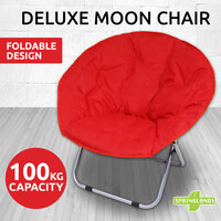 Moon Chair Folding Padded Oval Round Camping Fishing Portable Picnic Red Seat