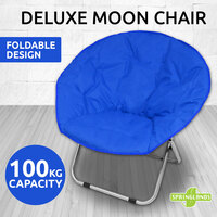Moon Chair Folding Padded Oval Round Camping Fishing Portable Picnic Blue Seat