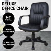 Deluxe Office Chair PU Leather Padded Executive Computer Gaming Study Seat