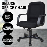 Deluxe Office Chair Fabric Padded Executive Computer Gaming Study Seat Work Home