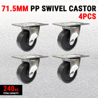 4PCS PP Swivel Castor 71.5mm Solid Wheel 240KG Dolly Furniture Trolley Toolbox