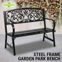 Park Bench Steel Frame, Outdoor Garden Seat, Timber Chair Furniture Black