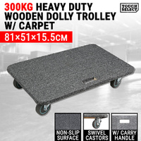 300kg Wooden Hand Dolly W/ Carpet 81x51CM Moving Trolley Cart Platform Mover