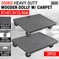 2x 300KG Wooden Hand Dolly W/ Carpet 81x61.5CM Furniture Moving Trolley Mover