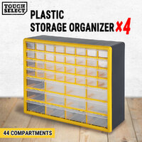 4× Storage Drawer w/ 44 Compartments, Plastic Tool Box Organiser Bin Screw Case