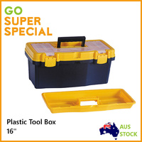 Tool Box Plastic 16&quot; w/ 6 Compartments, Storage Organiser Case Organizer Bin