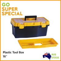 Tool Box Plastic 16" w/ 6 Compartments, Storage Organiser Case Organizer Bin