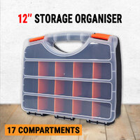 Storage Organiser Plastic 12&quot; W/ 17 Compartments Tool Box Case Organizer Bin