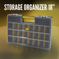 Storage Organiser Plastic 18" w/ 26 Compartments, Tool Box Case Organizer Bin