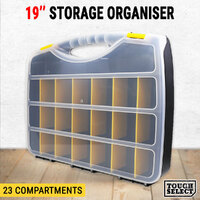 Storage Organiser Plastic 19&quot; W/ 23 Compartments Tool Box Case Organizer Bin