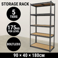 5 Tier Boltless Shelving Storage Rack Rivet Warehouse Garage Racking 175kg/Level