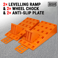 2x Levelling Ramp & Wheel Chock & Anti-Slip Plate Caravan Camping RV Trailer Car