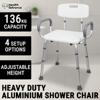 Aluminium Shower Chair W/ Backrest Adjustable Height Stool Seat Bench Safety Aid