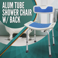Aluminium Shower Seat Chair Stool Bench with Backrest Soft Pad Adjustable Height