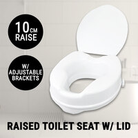 Raised Toilet Seat W/ Lid 10cm Rise Portable Home Aid Safety Riser Elderly