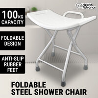 Foldable Steel Shower Chair W/ Handle Stool Seat Bench Bath Safety Aid Elderly