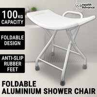 Foldable Aluminium Shower Chair W/ Handle Stool Seat Bench Safety Aid Elderly