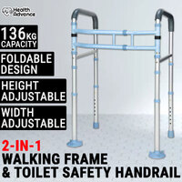 2 In 1 Toilet Safety Handrail &amp; Walking Frame Foldable Walker Rail Elderly Aid