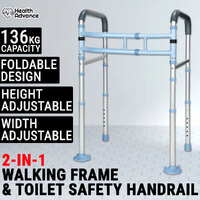 2 In 1 Toilet Safety Handrail & Walking Frame Foldable Walker Rail Elderly Aid