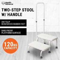 2 Step Stool W/ Handle Shower Foot Two Stand Ladder Elderly Bedside Kitchen Bath