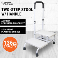 2 Step Stool W/ Handle Shower Foot Two Stand Ladder Elderly Bedside Kitchen Bath