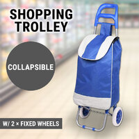 Collapsible Shopping Trolley Bag Foldable Cart 2 Wheels Folding Market Luggage