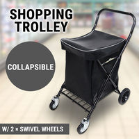 Collapsible Shopping Trolley W/ Bag Steel Cart Folding Water Resistent Grocery