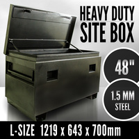 48&quot; Jobsite Tough Box, Site Box Heavy Duty Tool Box Case Chest Storage, Toolbox