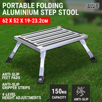 Folding Aluminium Step Stool 150kg Caravan Ladder RV Trailer Height Adjustable