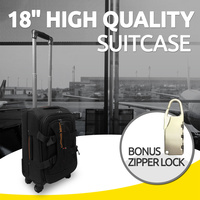 18 inch Brand New Suitcase Travel Luggage with Zipper Lock Black Colour