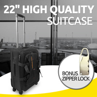 22 inch  Brand New Suitcase Travel Luggage with Zipper Lock Black Colour
