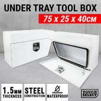 Under Tray Tool Box Pair Set Ute White Steel Toolbox Truck Undertray Underbody
