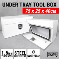 Under Tray Tool Box Pair Set Ute Steel Toolbox Truck Trailer Undertray Underbody [COLOUR: Glossy White]