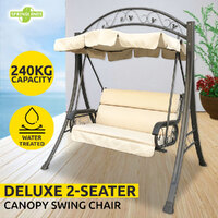 Outdoor Swing Chair Canopy Hanging Chair Garden Bench Seat Steel Frame Cushion