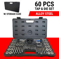 60 PCS Tap and Die Set Alloy Steel Tool Set SAE &amp; Metric Screw Threading Wrench