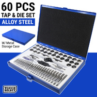 60PCS Tap & Die Set Alloy Steel Tool Set SAE & Metric Screw Thread Kit Wrench