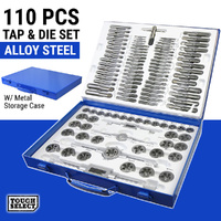 110PCS Tap & Die Set Metric Screw Thread Drill Repair Kit M2-M18 W/ Metal Case