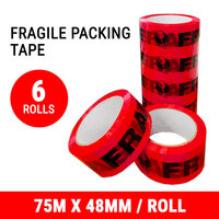 6 Rolls Fragile Tape Packing Packaging Sticky 48MM x 75M Adhesive Sealing